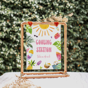 Pool Party Cooling Station Sign