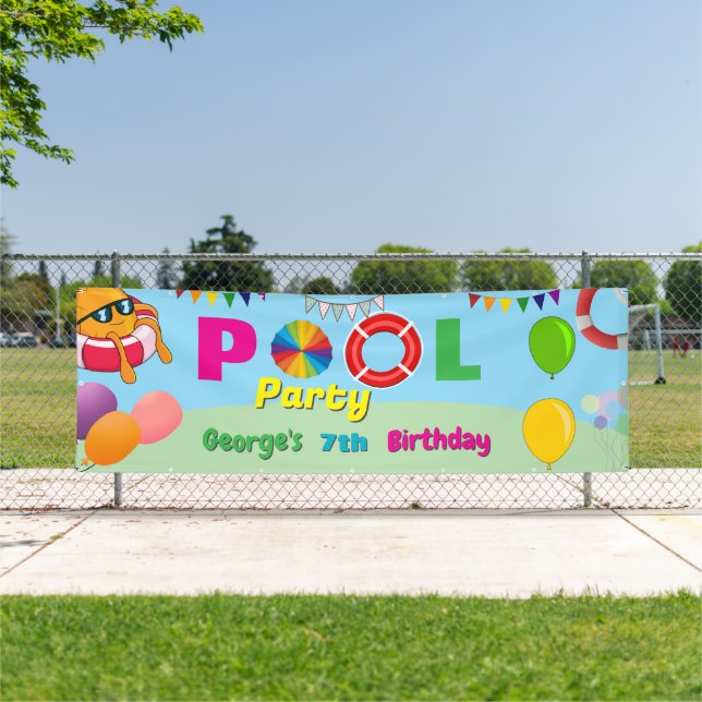 Pool Party Custom Birthday Banner (Insitu)