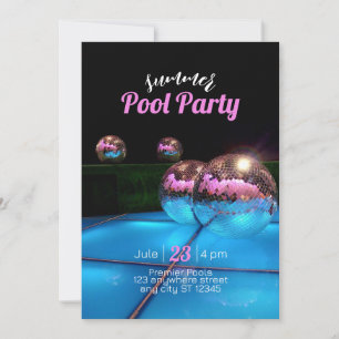 pool party disco invitation