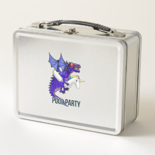 Pool Party Dragon Unicorn Float Shirt Dragon Gifts Metal Lunch Box