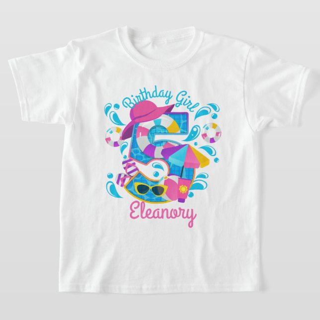 Pool Party Fifth Birthday Summer T-Shirt (Laydown)
