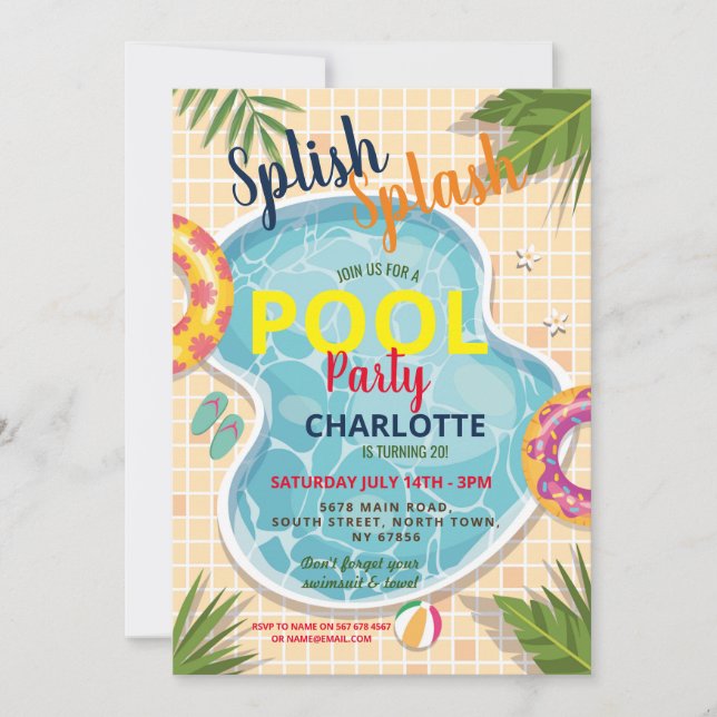 Pool Party Floats Summer Birthday Fun Invite (Front)