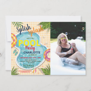 Pool Party Floats Summer Birthday Photo Invite