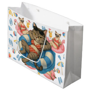 Pool Party for Siamese Cat lovers  Large Gift Bag