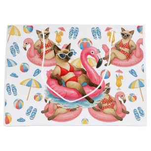 Pool Party for Siamese Cat lovers  Large Gift Bag