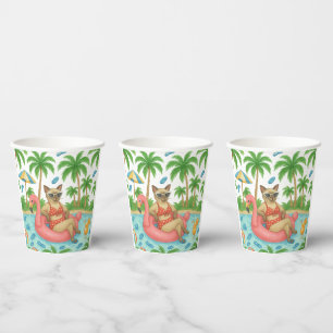 Pool Party for Siamese Cat lovers  Paper Cups