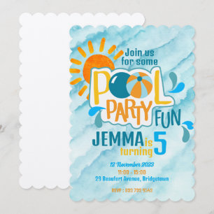 Pool Party Fun Birthday Invite