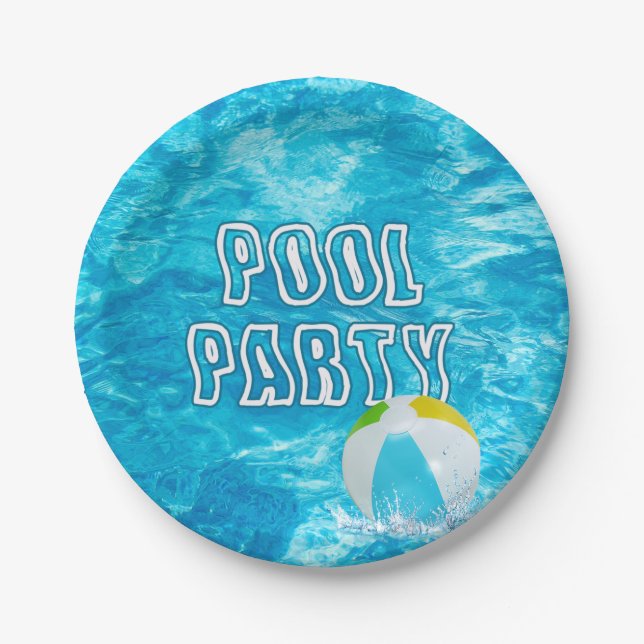 Pool Party Fun Paper Plate (Front)