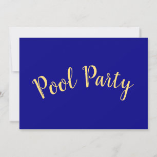 POOL PARTY Fun Text Vivid Royal Blue Background