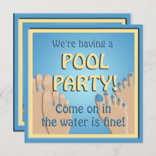 Pool Party  Funny Feet Invitation