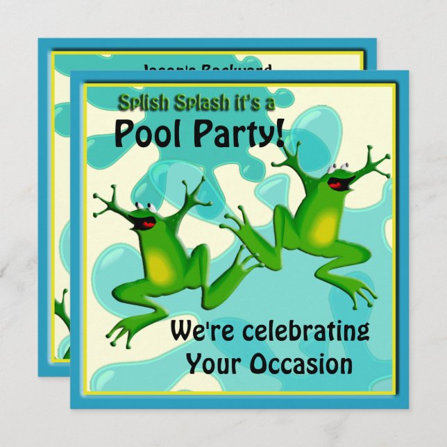 Pool Party Funny Frogs Invitation (Front/Back)