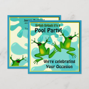 Pool Party Funny Frogs Invitation