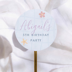 Pool Party Girl Birthday Party Classic Round Sticker