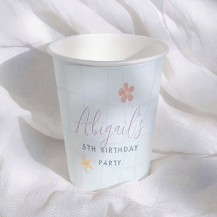 Pool Party Girl Birthday Party Paper Cups