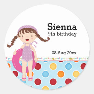 Pool Party (Girl) Classic Round Sticker
