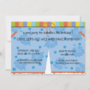 Pool party - girls birthday invites
