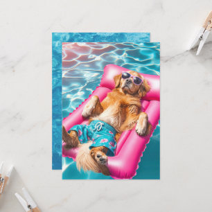 Pool Party Golden Retriever Invitation