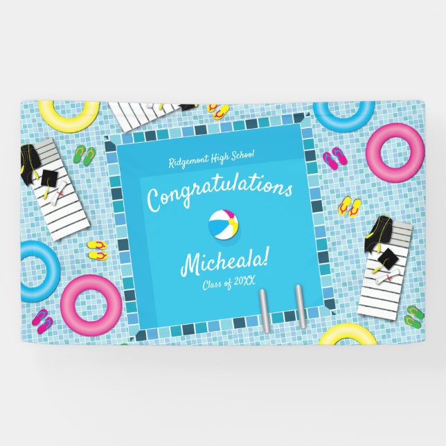 Pool Party Graduation Party Banner (Horizontal)