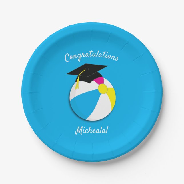 Pool Party Graduation Party Paper Plate (Front)