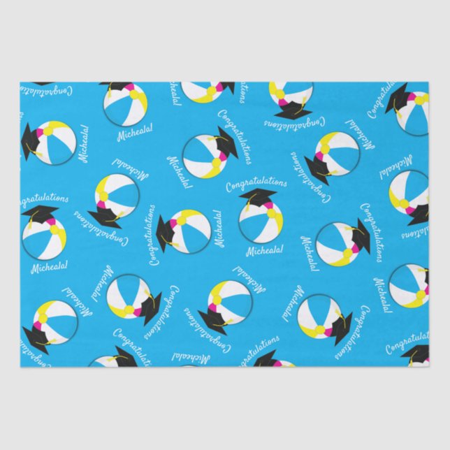 Pool Party Graduation Party Tissue Paper (Front)