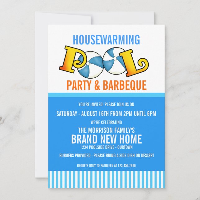 Pool Party Housewarming Party Invitation (Front)