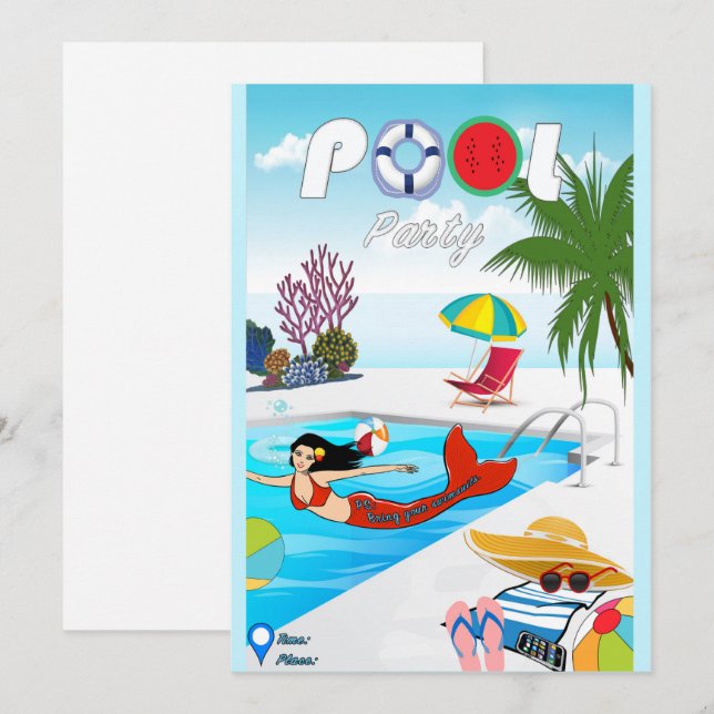 Pool Party Invitation (Front/Back)