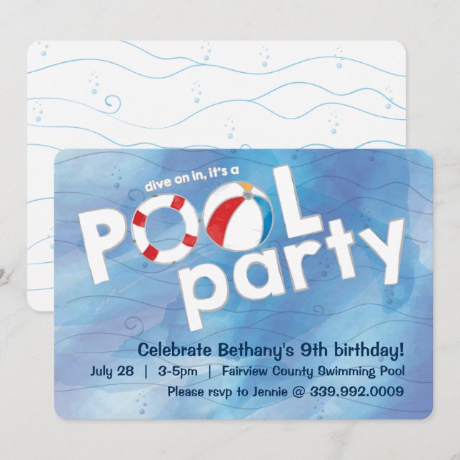 Pool Party Invitation (Front/Back)