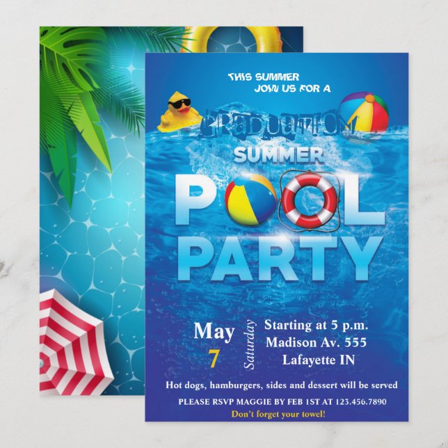 Pool Party Invitation (Front/Back)