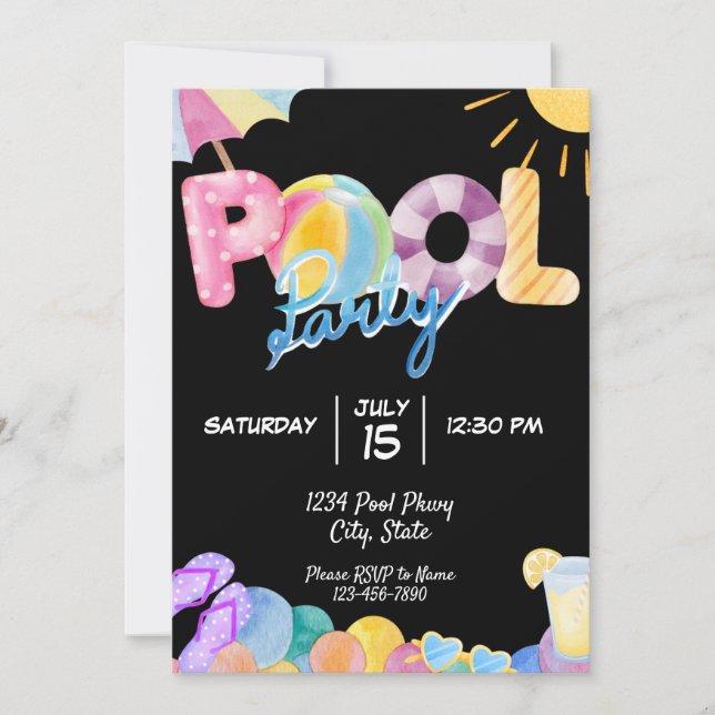 Pool Party Invitation (Front)