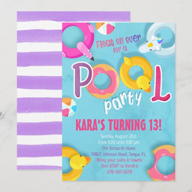 Pool Party Invitation (Front/Back)