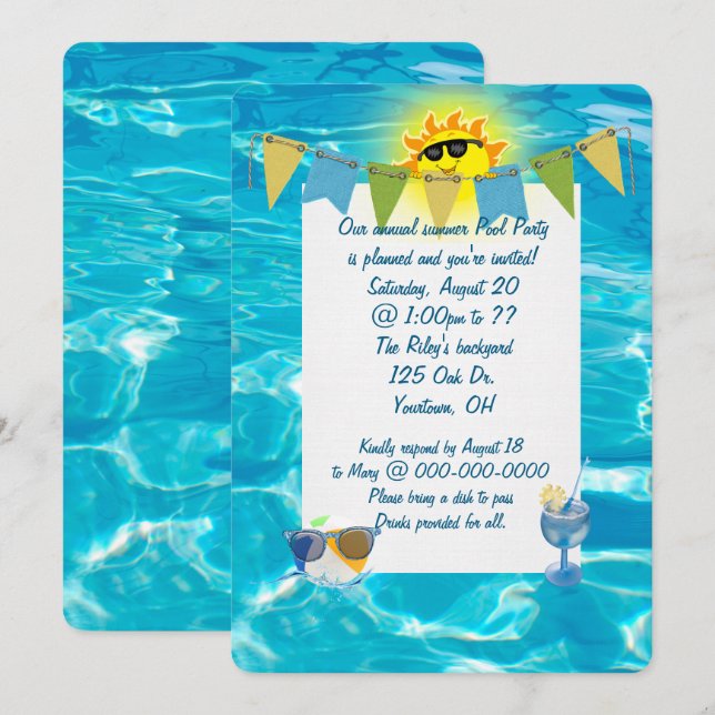 Pool Party Invitation (Front/Back)