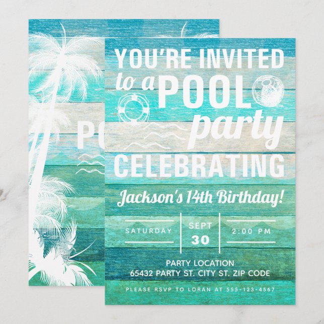 Pool Party Invitation (Front/Back)