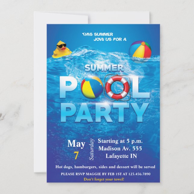Pool Party Invitation (Front)