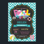 Pool Party Invitation Aqua Splish Splash Girl<br><div class="desc">Pool Party Invitation. Summer Splish Splash. Girl Birthday Party Invite. Beach Ball. Swimming. Swimsuit. Birthday Bash. Aqua Turquoise Chevron. Chalkboard Background. 1st First Birthday. Any Age. Printable Digital. For further customisation,  please click the "Customise it" button and use our design tool to modify this template.</div>