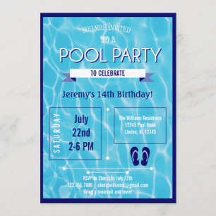 Pool Party Invitation Blue