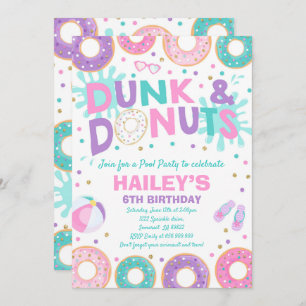 Pool Party Invitation Dunk And Doughnuts Pool Part