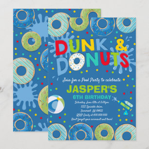 Pool Party Invitation Dunk And Doughnuts Pool Part