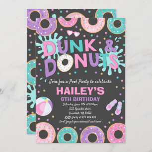 Pool Party Invitation Dunk And Doughnuts Pool Part