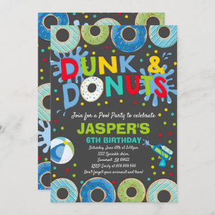 Pool Party Invitation Dunk And Doughnuts Pool Part