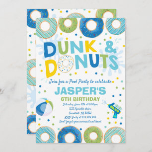 Pool Party Invitation Dunk And Doughnuts Pool Part