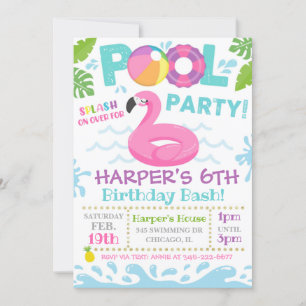 Pool Party Invitation Flamingo Pool Party