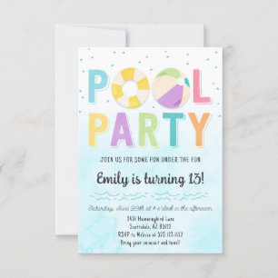 Pool Party Invitation for Birthday and Events