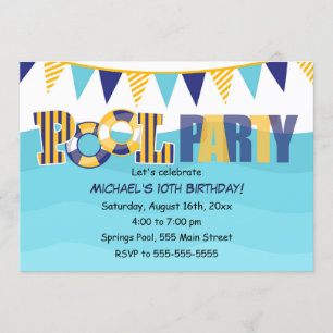 Pool Party Invitation Kids or Adults