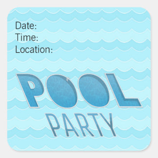 Pool Party Invitation or Reminder  Square Sticker