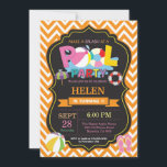 Pool Party Invitation Orange Splish Splash Girl<br><div class="desc">Pool Party Invitation. Summer Splish Splash. Girl Birthday Party Invite. Beach Ball. Swimming. Swimsuit. Birthday Bash. Orange Chevron. Chalkboard Background. 1st First Birthday. Any Age. Printable Digital. For further customisation,  please click the "Customise it" button and use our design tool to modify this template.</div>