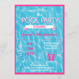 Pool Party Invitation Pink