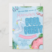 Pool Party Invitation, Pool Party, Swimming Party
