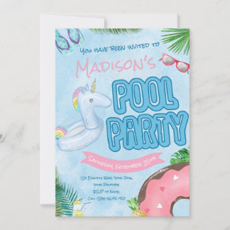 Pool Party Invitation, Pool Party, Swimming Party Invitation