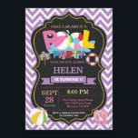 Pool Party Invitation Purple Splish Splash Girl<br><div class="desc">Pool Party Invitation. Summer Splish Splash. Girl Birthday Party Invite. Beach Ball. Swimming. Swimsuit. Birthday Bash. Purple Lavender Violet Chevron. Chalkboard Background. 1st First Birthday. Any Age. Printable Digital. For further customisation,  please click the "Customise it" button and use our design tool to modify this template.</div>