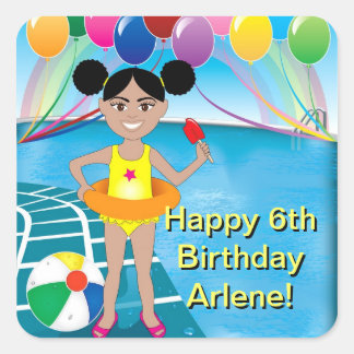 Pool Party Invitation Square Sticker